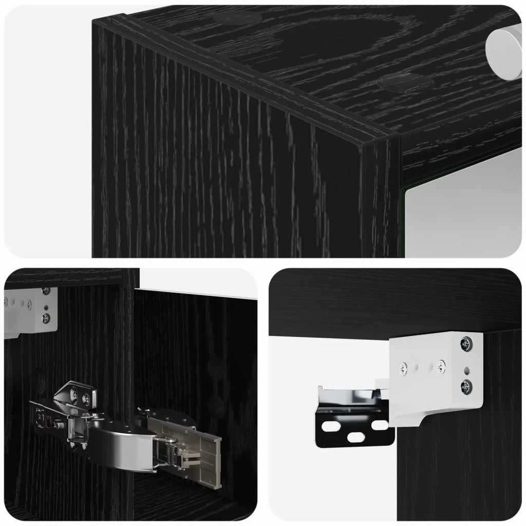 Mobiletto per specchio da bagno Rovere Nero 73,5 x 16 x 62,5 cm