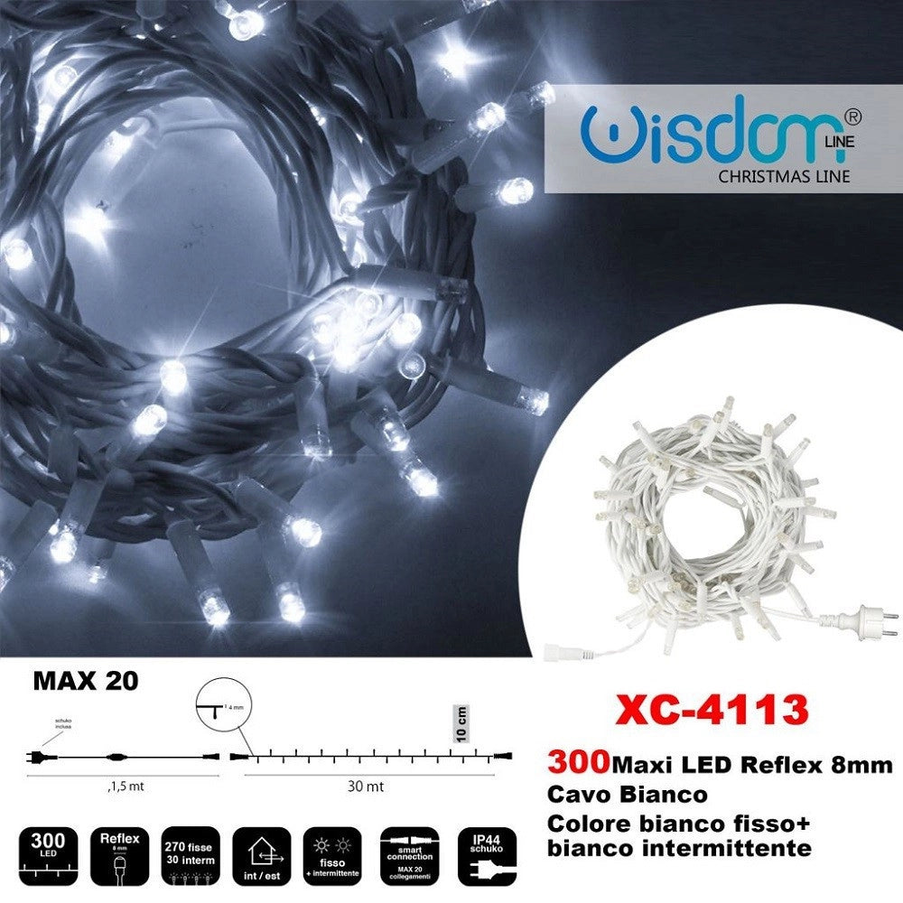 Trade Shop - Catena Luminosa 300luci Led Lucciole Bianco Fisso + Bianco Intermittente Xc-4113 -