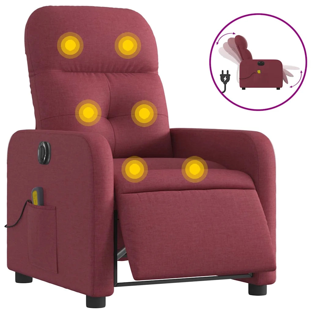Poltrona Massaggiante Reclinabile Elettrica Rosso Vino Tessutocod mxl 116752