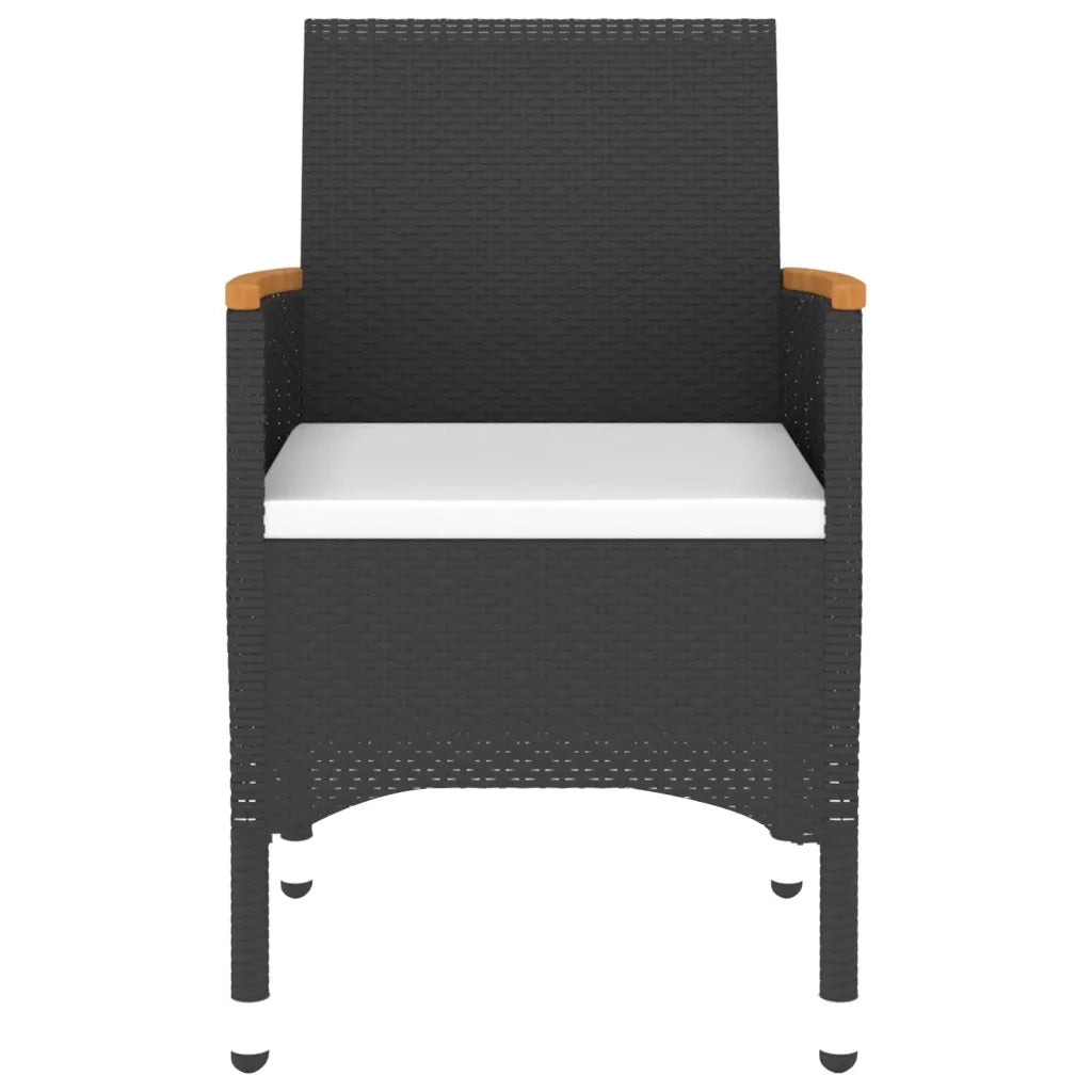 Set da Pranzo per Giardino 3 pz | Set Salotto da Giardino in Polyrattan Nero