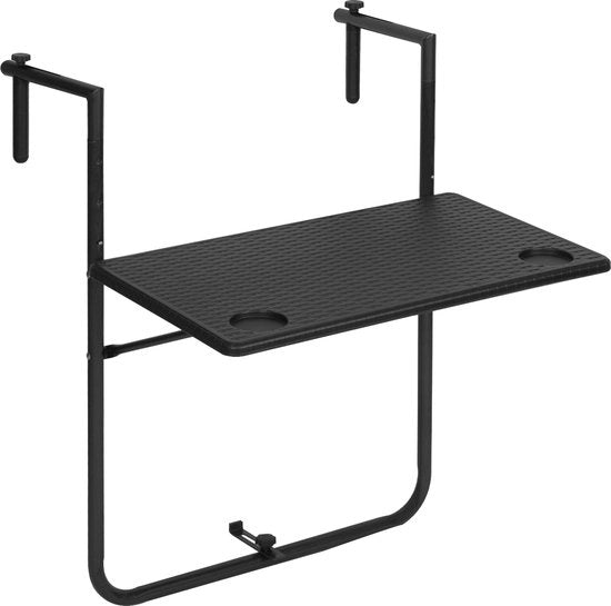 Tavolo per Balcone - Esterno, Ripiegabile - Leggero - 56x 57x74-84.5 cm - Nero