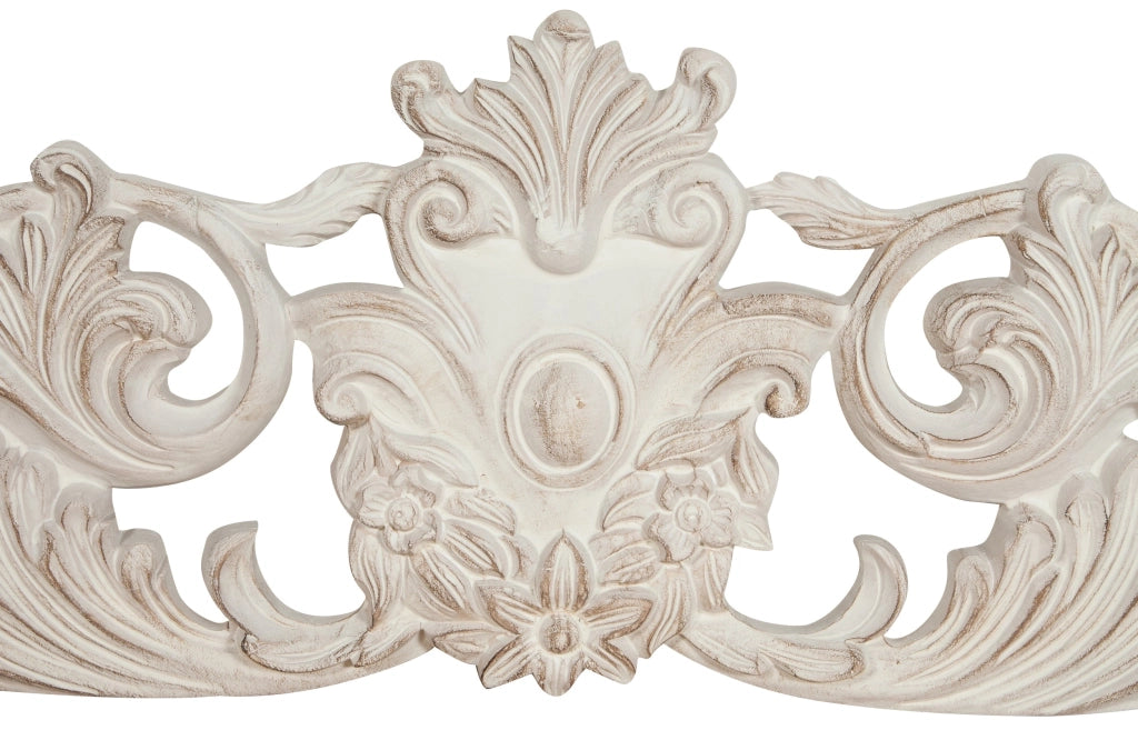 Biscottini Sopraporta in legno finitura bianco anticato L98xPR4xH33 cm Made in Italy
