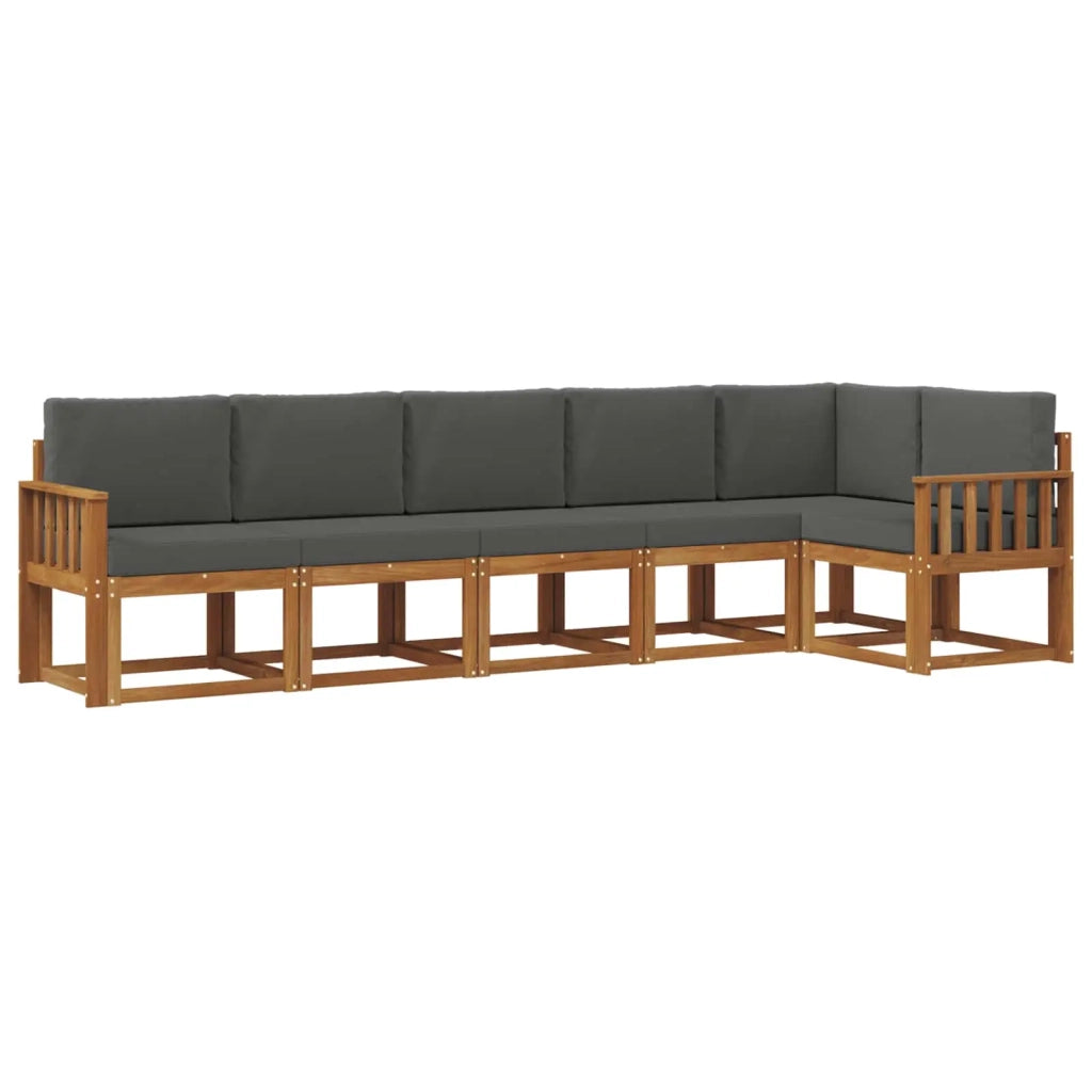 Set di divani da esterno con cuscino 6 pcs Naturale e Antracite