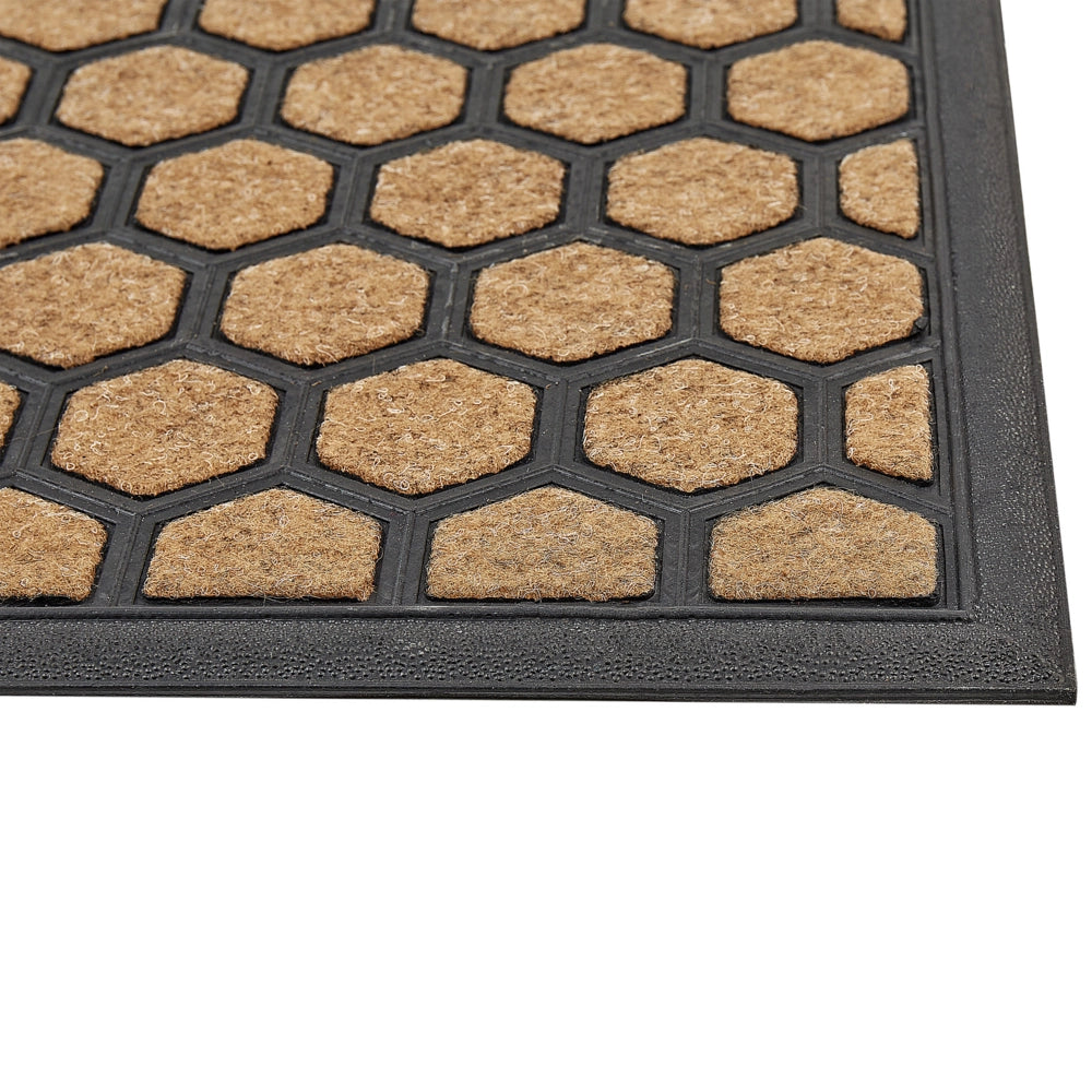 Zerbino in poliestere naturale con fondo in gomma nera antiscivolo 45 x 75 cm Stampa pettine di miele Decorazione moderna per interni
