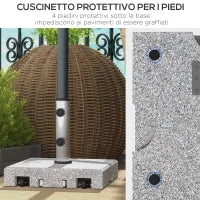 Base per Ombrellone da 28kg in Granito con Maniglia Estensibile e Rotelle, 41x41x37.5cm, Grigio