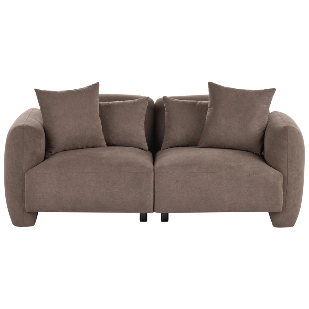 Divano imbottito minimalista a profilo ribassato a 3 posti con seduta profonda marron stile minimalista