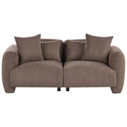Divano imbottito minimalista a profilo ribassato a 3 posti con seduta profonda marron stile minimalista