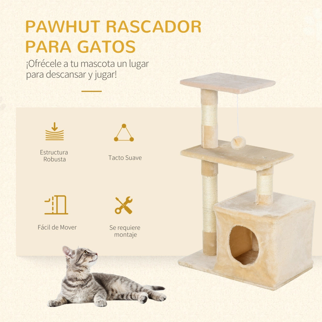 Torre per Gatti con Sisal e Piattaforme ¨C zephmum ¨C 50x30x81.5 cm Beige