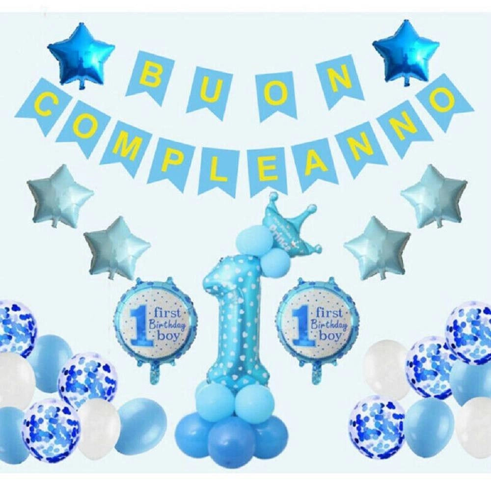 Trade Shop - Palloncini Gonfiabili Festa Bimbo Bimba 1 Anno Compleanno Festone Buon Compleanno -