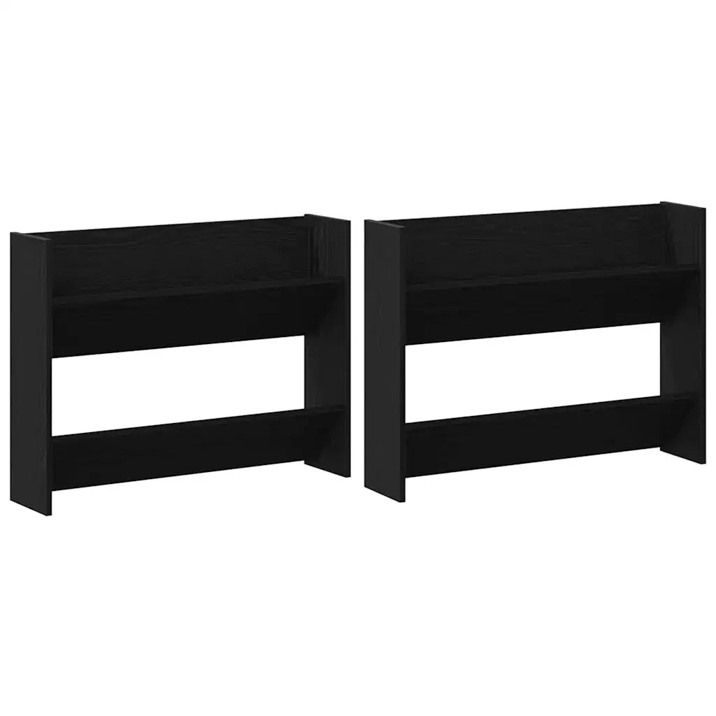 vidaXL Armadi per scarpe da muro 2 pcs Rovere nero Legno multistrato