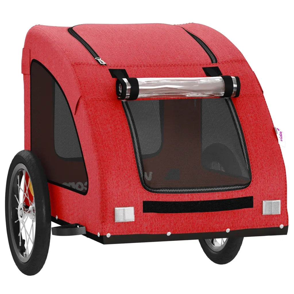 Rimorchio da Bici per Animali Rosso Oxford e Ferro 93957