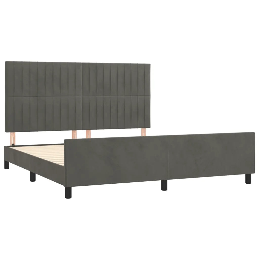 Giroletto con Testiera Grigio Scuro 180x200 cm in Velluto 3125892