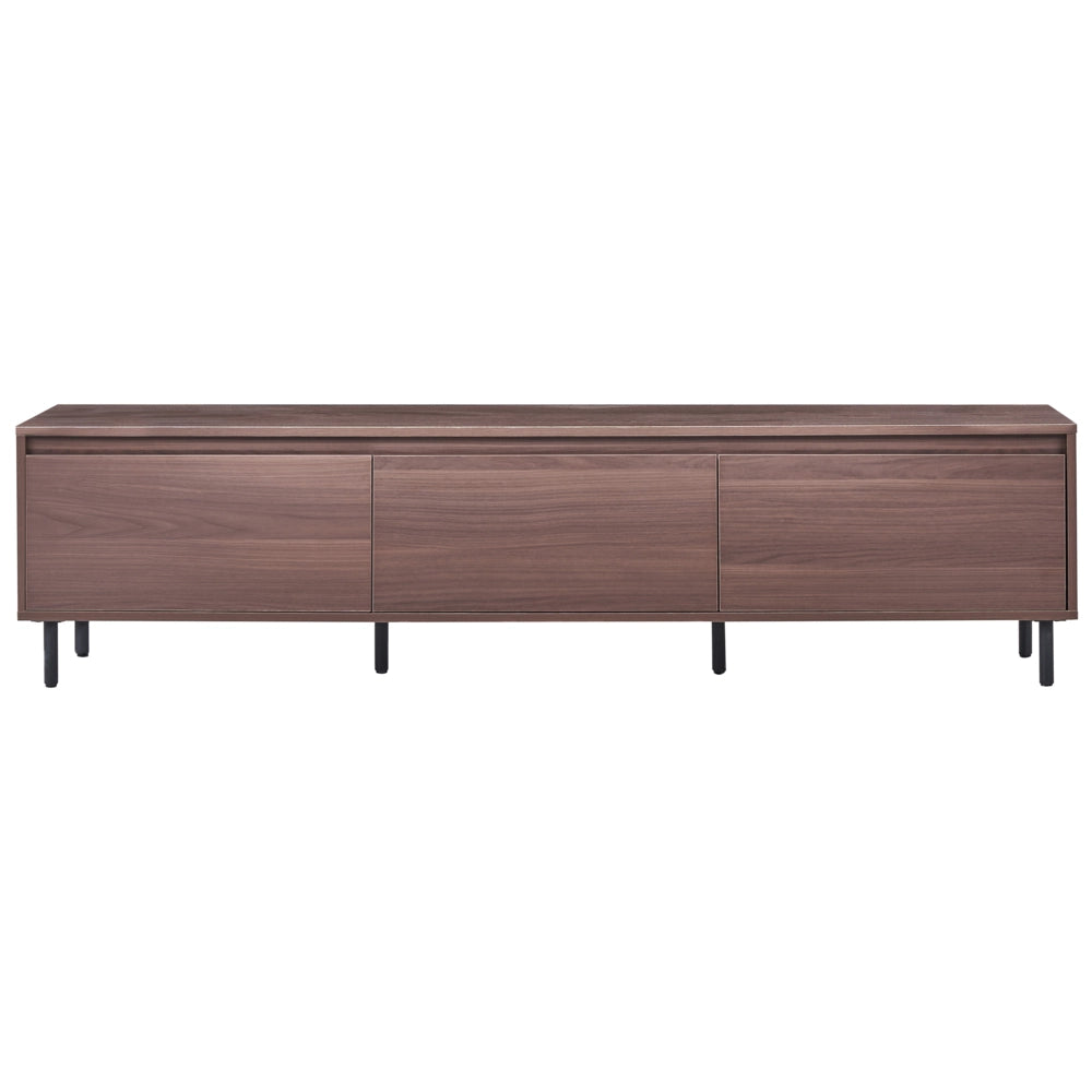 Porta TV in legno scuro  con gambe in metallo nero 180 x 40 x 43 cm Unità multimediale con 3 ante Moderno minimalista