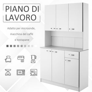 EASYCOMFORT  Armadio con Pensili da Cucina in Legno, Bianco, 101x39x180cm