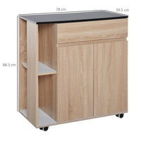 Easycomfort Carrello da Cucina con Ruote, Carrello Cucina con Cassetti Armadietto in Legno Truciolato 78x39.5x88.5cm