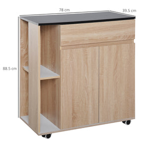 Easycomfort Carrello da Cucina con Ruote, Carrello Cucina con Cassetti Armadietto in Legno Truciolato 78x39.5x88.5cm