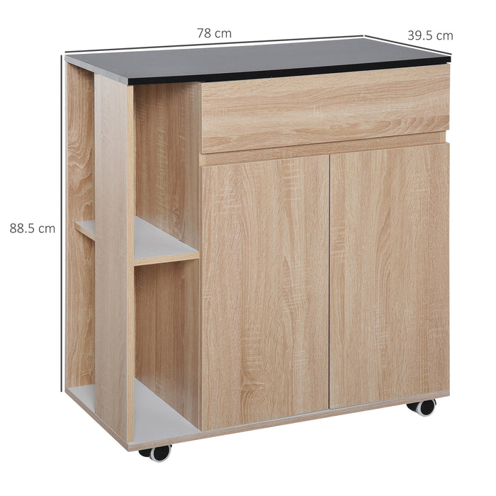 Easycomfort Carrello da Cucina con Ruote, Carrello Cucina con Cassetti Armadietto in Legno Truciolato 78x39.5x88.5cm