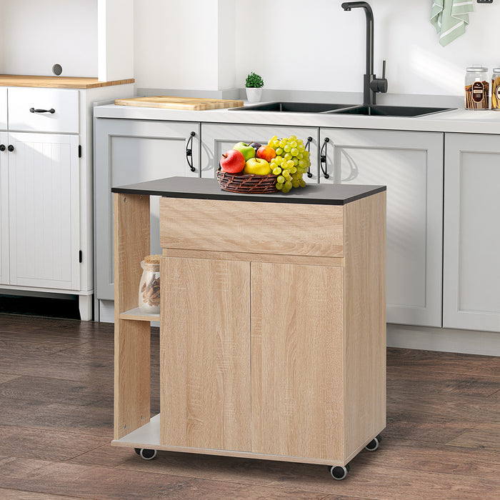 Easycomfort Carrello da Cucina con Ruote, Carrello Cucina con Cassetti Armadietto in Legno Truciolato 78x39.5x88.5cm