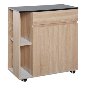 Easycomfort Carrello da Cucina con Ruote, Carrello Cucina con Cassetti Armadietto in Legno Truciolato 78x39.5x88.5cm