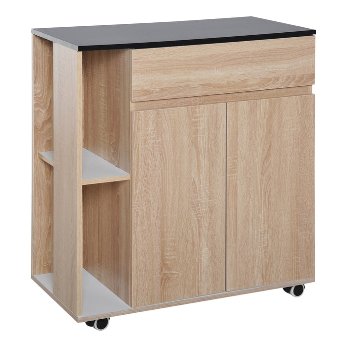 Easycomfort Carrello da Cucina con Ruote, Carrello Cucina con Cassetti Armadietto in Legno Truciolato 78x39.5x88.5cm