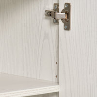 Easycomfort Mobile Cucina Multiuso con Ruote, Armadietto e Ripiano per Microonde, Credenza Alta in Legno Truciolare, 60.4x40.3x97cm Bianco