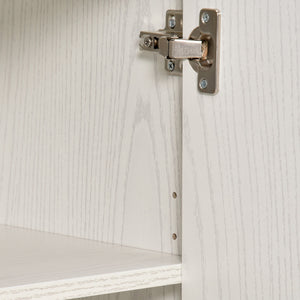 Easycomfort Mobile Cucina Multiuso con Ruote, Armadietto e Ripiano per Microonde, Credenza Alta in Legno Truciolare, 60.4x40.3x97cm Bianco