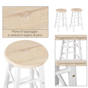 Easycomfort Carrello da Cucina Pieghevole, Mobile da Cucina Salvaspazio con 2 Sgabelli 2 Cassetti 5 Ruote (Rotazione 360°), Legno MDF Bianco