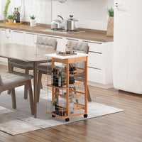 Easycomfort Carrello da Cucina in Legno Marrone con 1 Cassetto e 4 Cestelli Metallici
