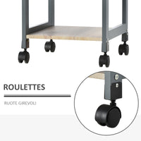 Easycomfort Carrello da Cucina Portavivande con Cassetto, 2 Ripiani e Vassoio Estraibile, 37x37x76cm, Grigio