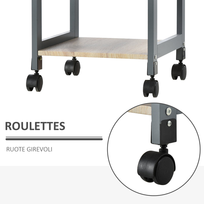 Easycomfort Carrello da Cucina Portavivande con Cassetto, 2 Ripiani e Vassoio Estraibile, 37x37x76cm, Grigio