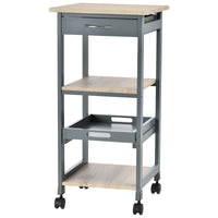 Easycomfort Carrello da Cucina Portavivande con Cassetto, 2 Ripiani e Vassoio Estraibile, 37x37x76cm, Grigio