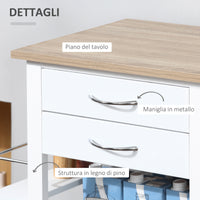 Easycomfort Carrello da Cucina con Ruote, Mobile da Cucina Salvaspazio in Legno Massiccio: 3 Cassetti, 3 Cestelli, 2 Portaspezie, 2 Ripiani, 92x37x82 cm