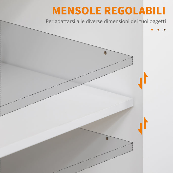 Easycomfort Carrello da Cucina con Cassetto, Portaspezie, Armadietto e 4 Ruote, 109x40x89cm, Bianco