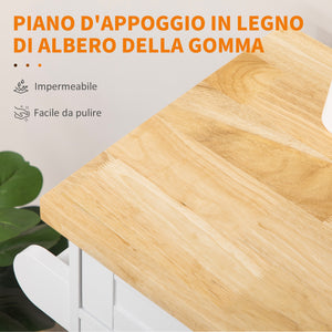Easycomfort Carrello da Cucina con Cassetto, Portaspezie, Armadietto e 4 Ruote, 109x40x89cm, Bianco