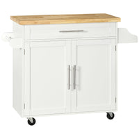 Easycomfort Carrello da Cucina con Cassetto, Portaspezie, Armadietto e 4 Ruote, 109x40x89cm, Bianco