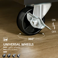 EasyComfort Carrello da Cucina Multiuso in Legno con 2 Cassetti, Armadietto e 4 Ruote, 104x46x91cm, Nero