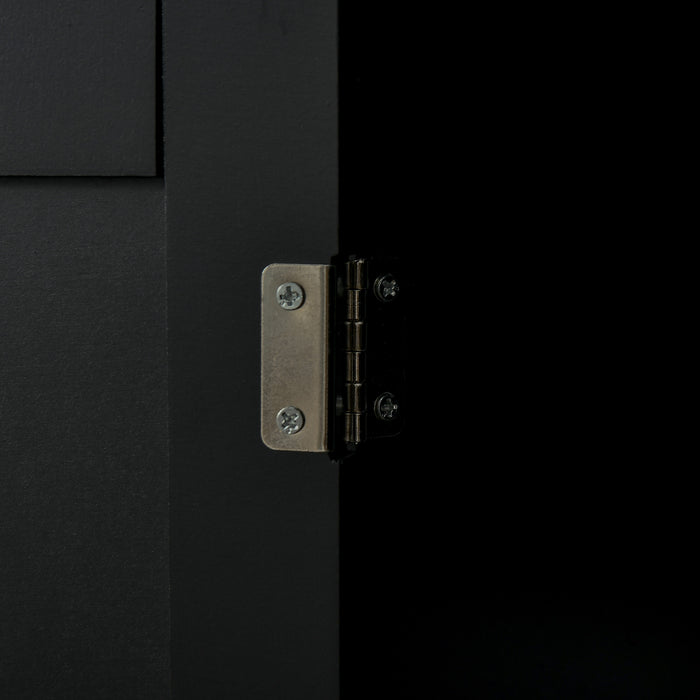 Easycomfort Carrello da Cucina in Legno con 2 Cassetti, Armadietto 3 Ante e 4 Ruote, 121x46x91cm, Nero