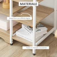 Easycomfort Scaffale da Cucina Basso Salvaspazio Stile Industriale, Mobiletto con 7 Ripiani per Cucina in Metallo e Legno, 90x40x95cm, Bianco