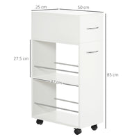 EASYCOMFORT  Carrello da Cucina in Truciolato e Acciaio Inox con 2 Ripiani Aperti, Cassetto Estraibile e Parapetti, 25x50x85 cm