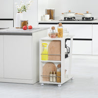 EasyComfort Carrello da Cucina Portavivande in Legno con 2 Ripiani e Ruote, 60x38x77cm, Bianco