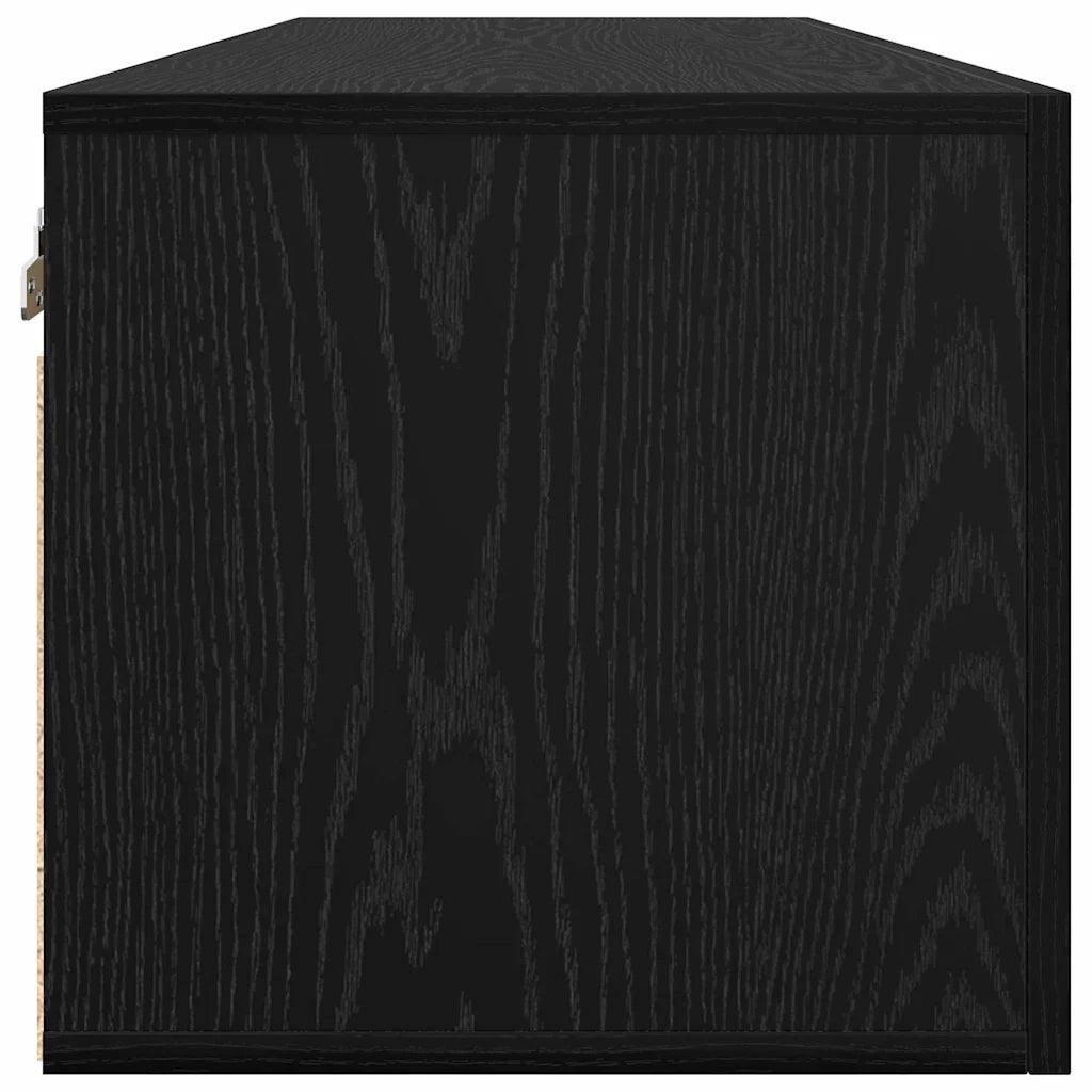 Mobiletto a muro moderno e salvaspazio 100 x 36,5 x 35 cm in legno composito di rovere nero 02_0052505