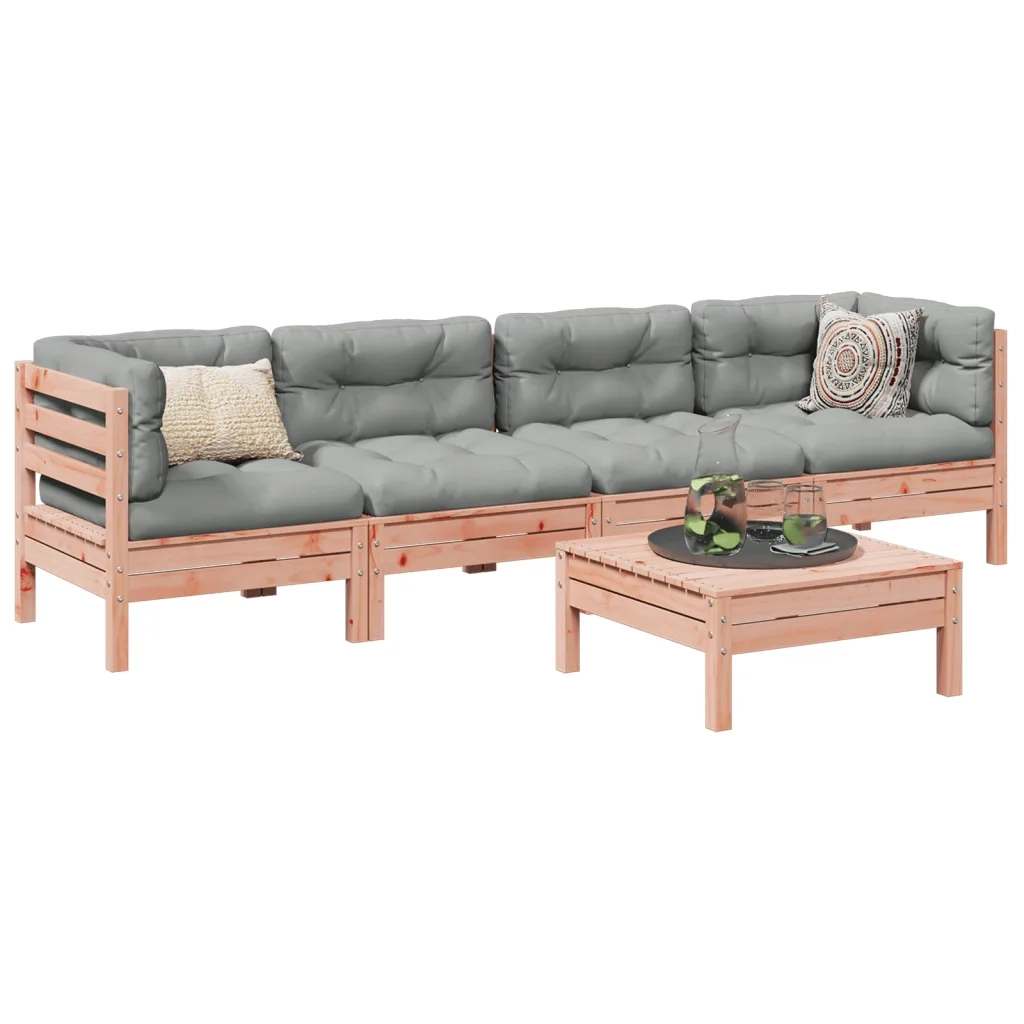 Set Divani Giardino 5 pz Cuscini Legno Massello Abete Douglas 3299284
