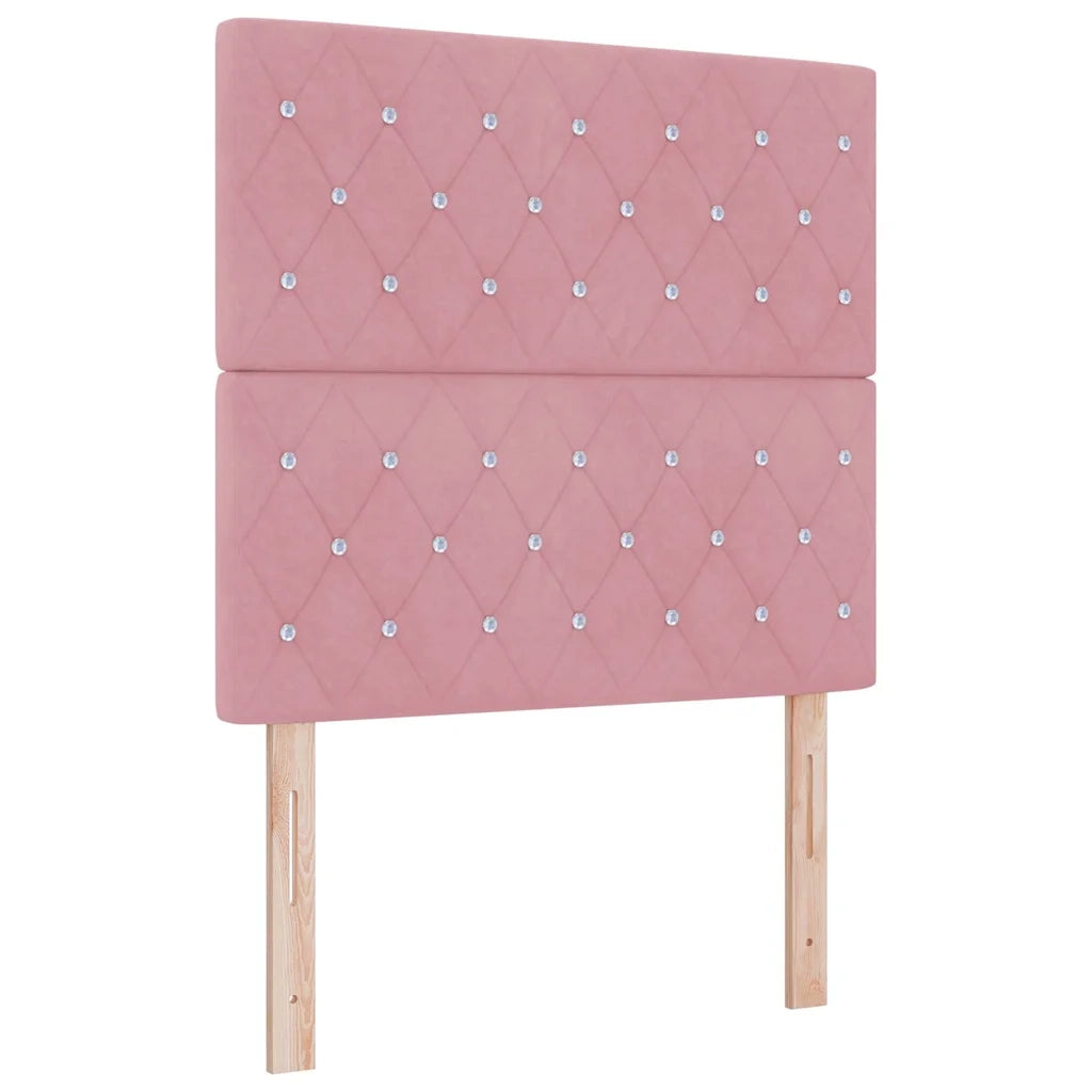 Letto a molle con materasso con led Rosa 100 x 200 cm Velluto 3343807