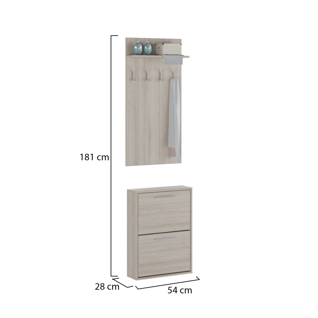 Sestola, Mobile da Ingresso Appendiabiti, 54x28x181h cm Marrone Olmo
