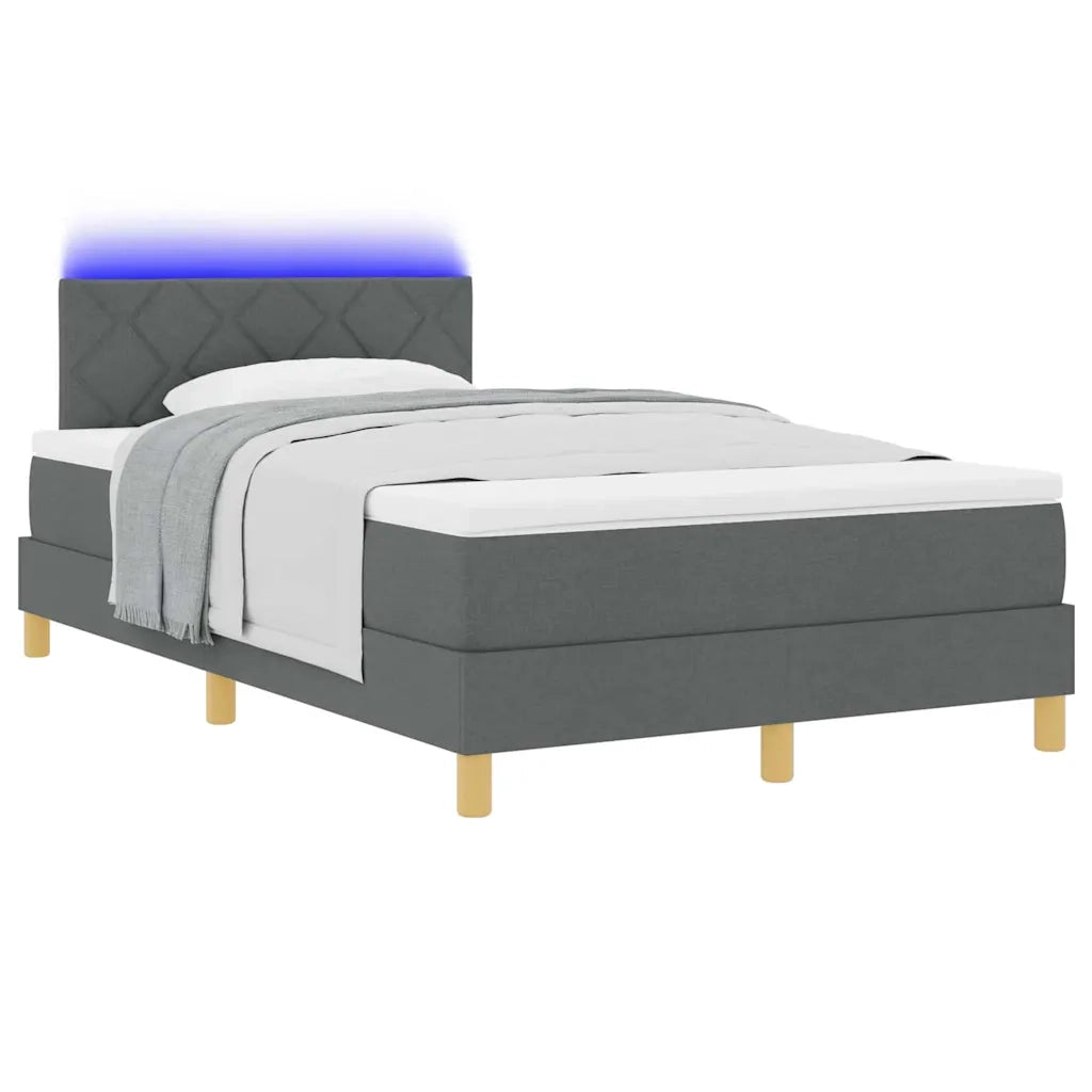 Letto a Sorgente LED Grigio scuro 120 x 200 cm Tessuto 3342507