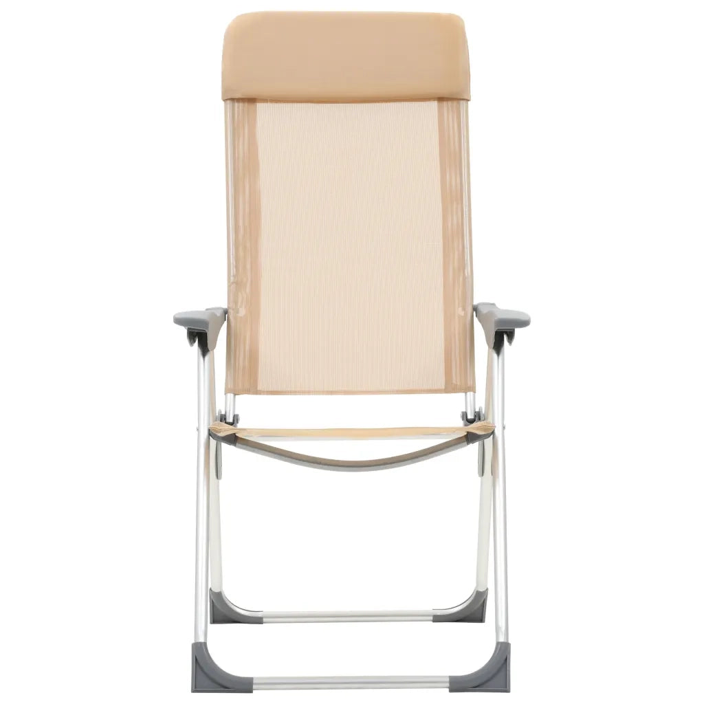 Sedie Pieghevoli da Campeggio 4 pz in Alluminio Crema