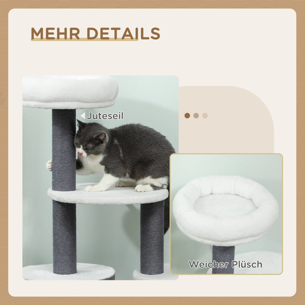 Tiragraffi per gatti con letto e piattaforme ¨C zephmum ¨C bianco grigio