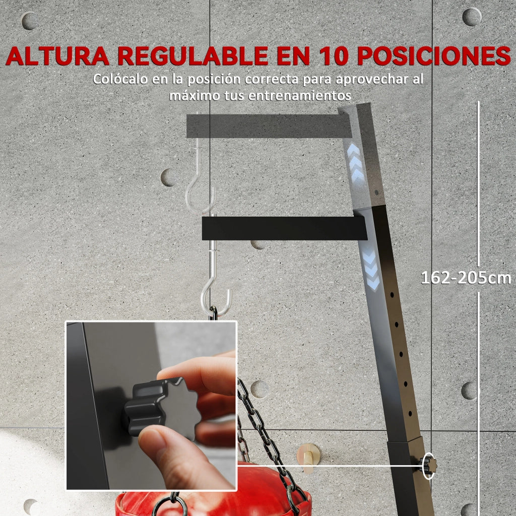 Sostegno per Sacco da Boxe Pieghevole Regolabile in Altezza ¨C zephmum ¨C Nero 170x90x182-225 cm