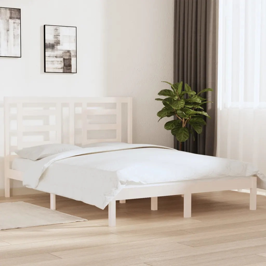 Giroletto senza Materasso-Struttura Letto Bianco 160x200 cm Legno Massello Pino 449775