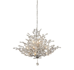 Sospensione Contemporanea Mazzo Acciaio Cromo Vetro Trasparente 11 Luce E14